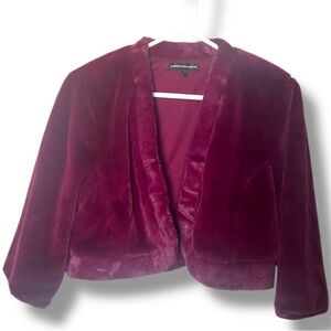 Chris McLaughlin NWT Plush Wine Burgundy Teddy Jacket Shrug, Women’s Sz XL
